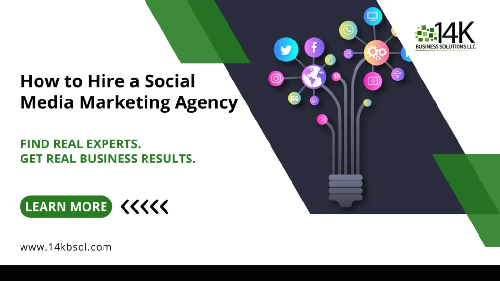 Lightbulb with social icons showing how to hire a social media marketing agency for real business growth.