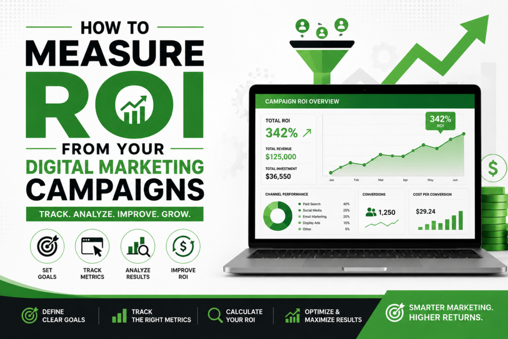 Track and analyze digital marketing ROI to measure campaign performance, optimize strategies, and improve overall marketing results.