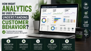 Customer analytics dashboard showing website traffic, user behavior, audience segmentation, customer journeys, trends, and conversion data.