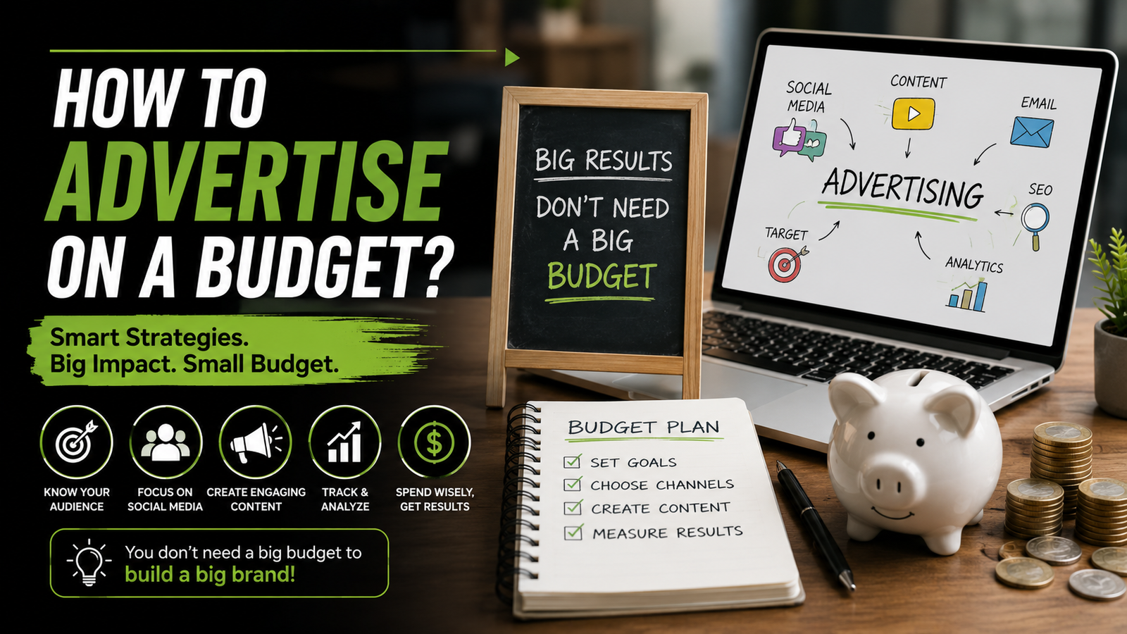 Budget-friendly advertising strategies using social media, content marketing, audience targeting, and analytics.